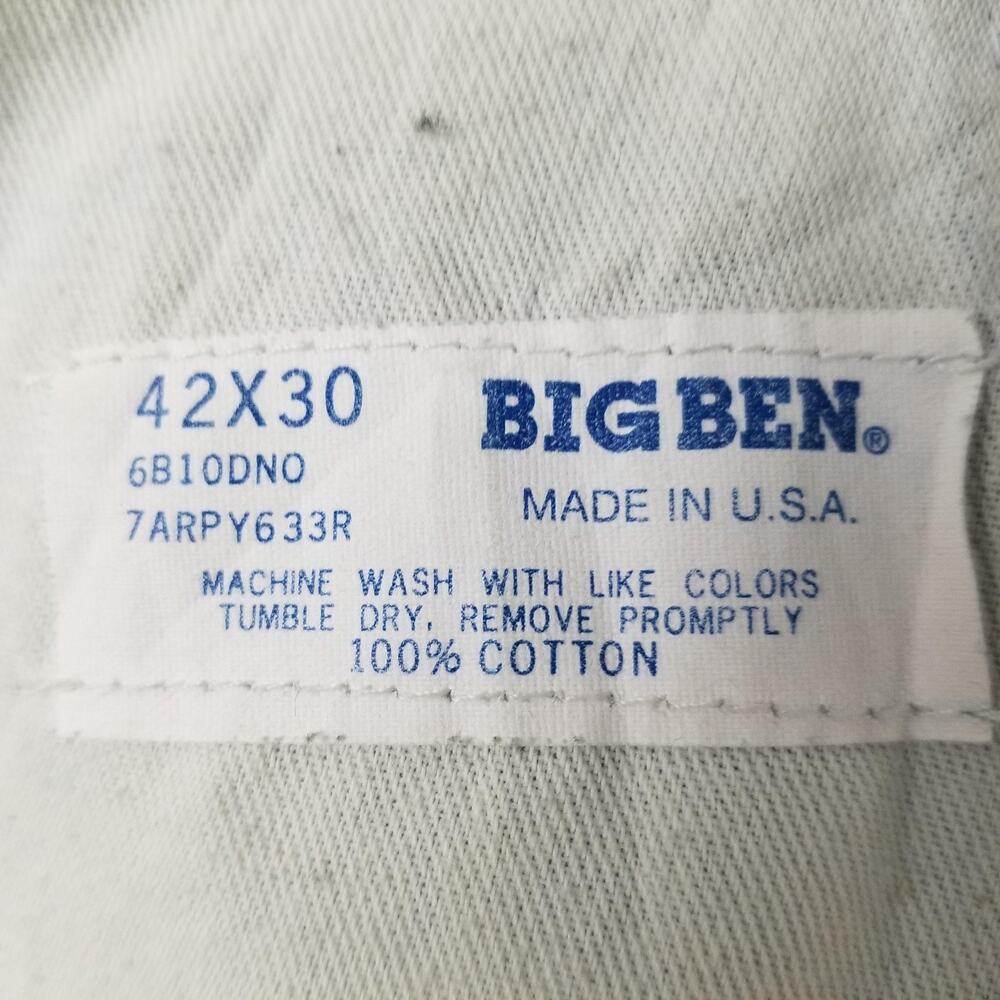 Vintage Big Ben Bib Overalls Mens 42x30 Blue Denim Workwear Made USA 90s - Picture 9 of 9